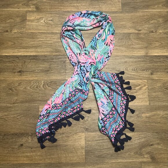 Lilly Pulitzer Resort Scarf High Tide Bringing Mermaid Back - Picture 2 of 6